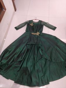 Designer Gown Green Shade Artificial Silk