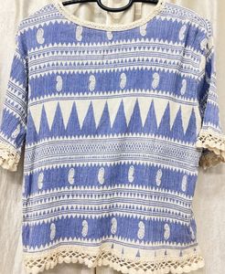 Boho Blue Print Top