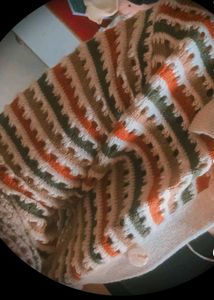 Striped Net Multicolour Knit Cardigan