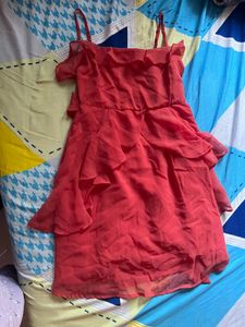 Chic Rust Ruffle Dress