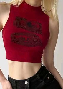 Red Graphic Crop Top