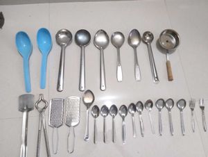 spoon combo steel,bowl ,sansi,dhup dani,