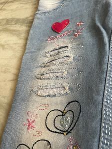 Girls&#39; Cute Heart Jeans