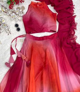 Red Ombre Lehenga Choli Set