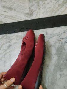 Burgundy Ballet Flats with Bow