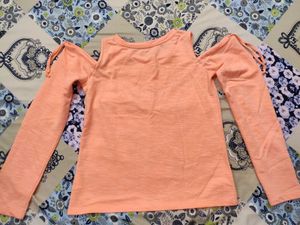 Cute Peach Cold Shoulder Top