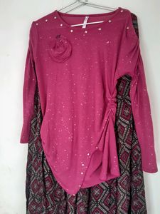 Skirt With Metching Stretch Top Looking Designer