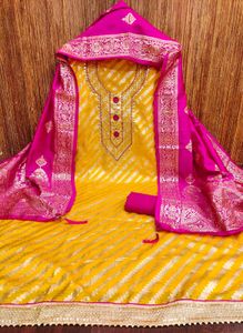 Unstitched Banarasi Suits Set-in 8 Colours👇🏻