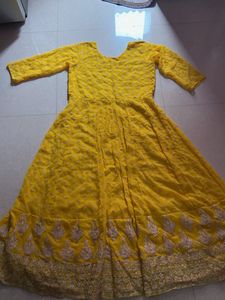 Yellow Embroidered Anarkali Dress