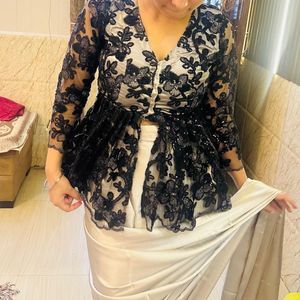 Elegant Draped Saree with Designer Blouse