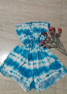 My Style Tie Dye Halter Neck Sleeveless Smocked
