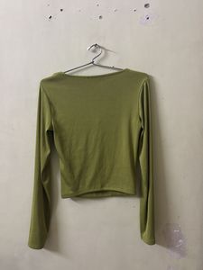 Green Square Neck Top