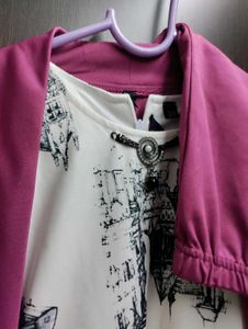 Unique Print Dress With Shrug And Pant
