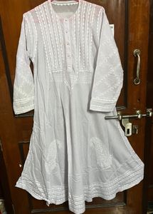 White Chikenkari Hand Work Kurti