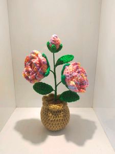 Crochet Multicolored Potted Rose 🌹
