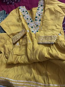 Elegant Mustard Embroidered Kurti