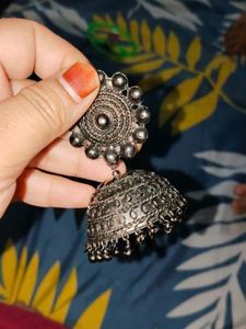 Oxidized Jhumka Earrings