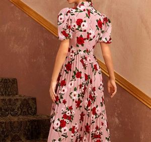 Shein Women Floral Printed Bow Style Flared Dress