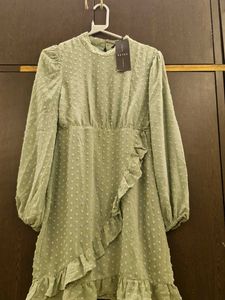 Chic Sage Green Ruffle Mini Dress