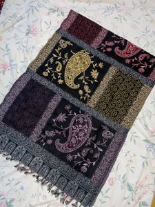 Black With Multicoloured Print Shawl
