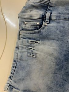 Blue Denim High-waist Shorts