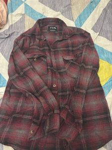 ZARA Red Plaid Flannel Shirt