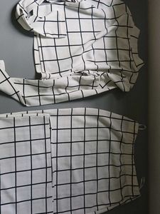 Grid Print Long Sleeve Top And Skirt