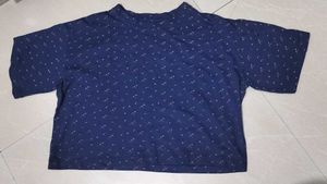 Cute Blue Cotton Crop Top