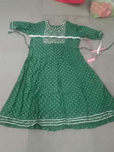 Green Printed Gown