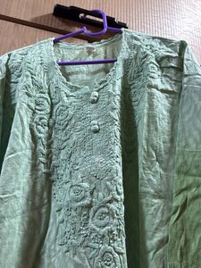 Green Embroidered Kurta