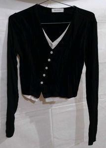 Black Buttoned Cardigan