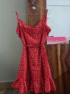Red Heart Print Dress