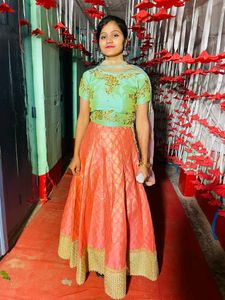 Langha With Crop Top And Dupatta