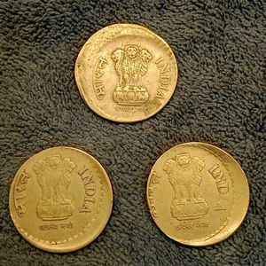 Rare 5 Rupee Shift Error Coins Set (3 Pcs)