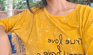 Stylish Mustard Graphic Print Top