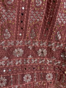 Mirror Work Pink Embroidered Kurta Set