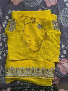 elegant diamond work saree with blouse