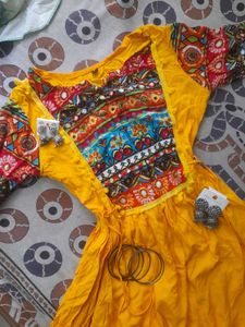 Yellow Printed Kurta💛