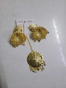 Gold Plated Jhumka Earrings Set