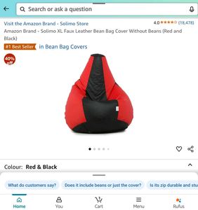 Amazon Brand Solimo XL Faux Leather Bean Bag Cover