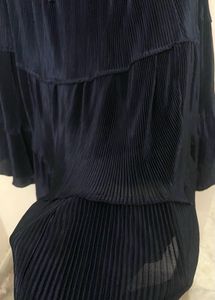 Navy Blue Tiered Pleated Skirt