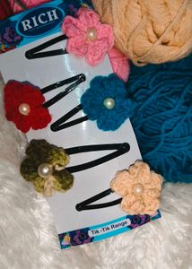 🎁Buy 2 Get 1 Free 🎁Crochet 🌺 Flower Hair Clips