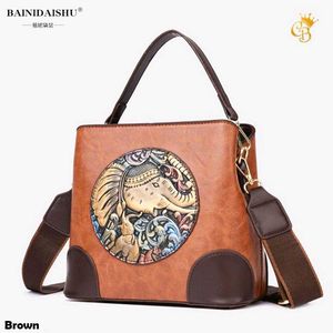 Embroidered Leather Handbag