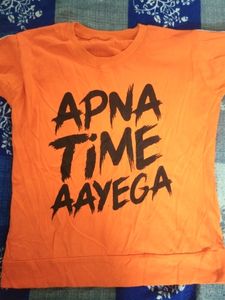 Apna Time Aayega Orange Full Sleeve T-shirt