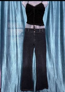 y2k low waist Dark Blue Denim Jeans