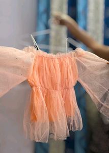 Orange Off Shoulder Girl Crop Top Partywear