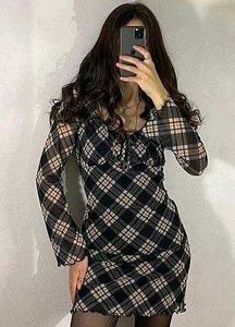 Checks Dark Academia Dress