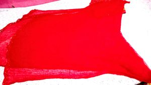 New Red Kurta Set With Free Sare