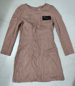 Long Sleeve Suede Dress