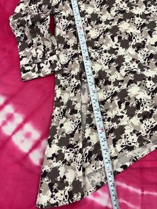 Kids Asymmetrical Camo Print Kurta